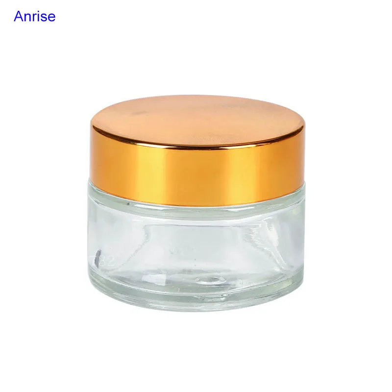 5ml 10ml 15ml 20ml 30ml 50ml 60ml 100ml Clear Glass Body Cream Jar Empty Gold Aluminum Lids Cosmetic Face Cream Jars