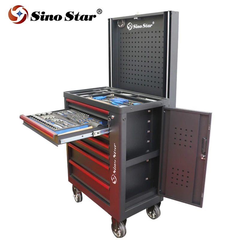 Тележка для инструментов SGJG01 с 7 выдвижными ящиками и системой автоподъема с матовой черной отделкой