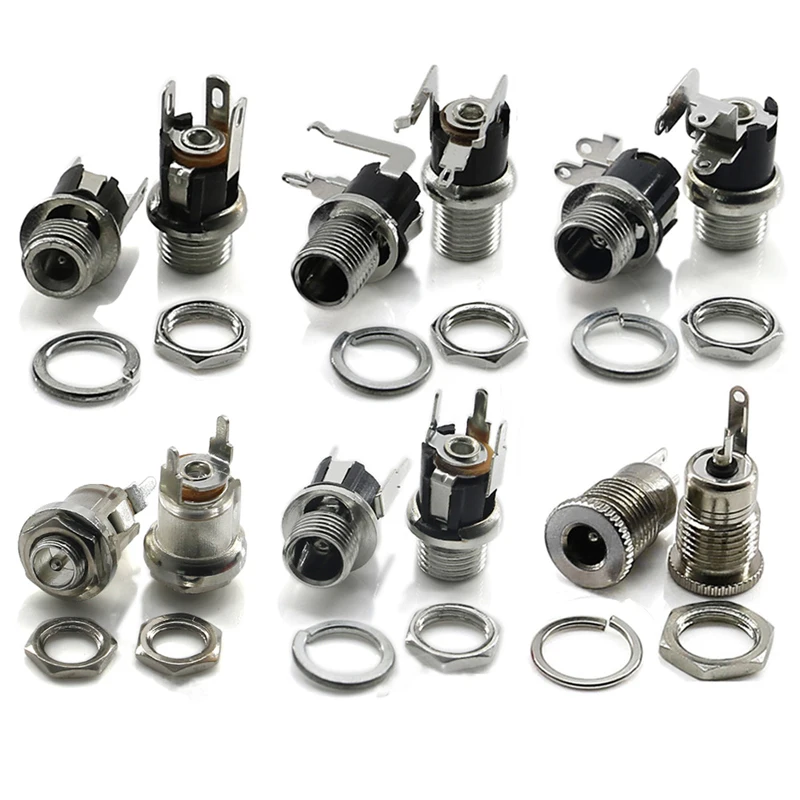 12V 3A DC021 DC025 Plastic Female Socket Panel Mount Jack 5.5*2.1mm 2.5mm DC Power Connectors Electrical Supplies