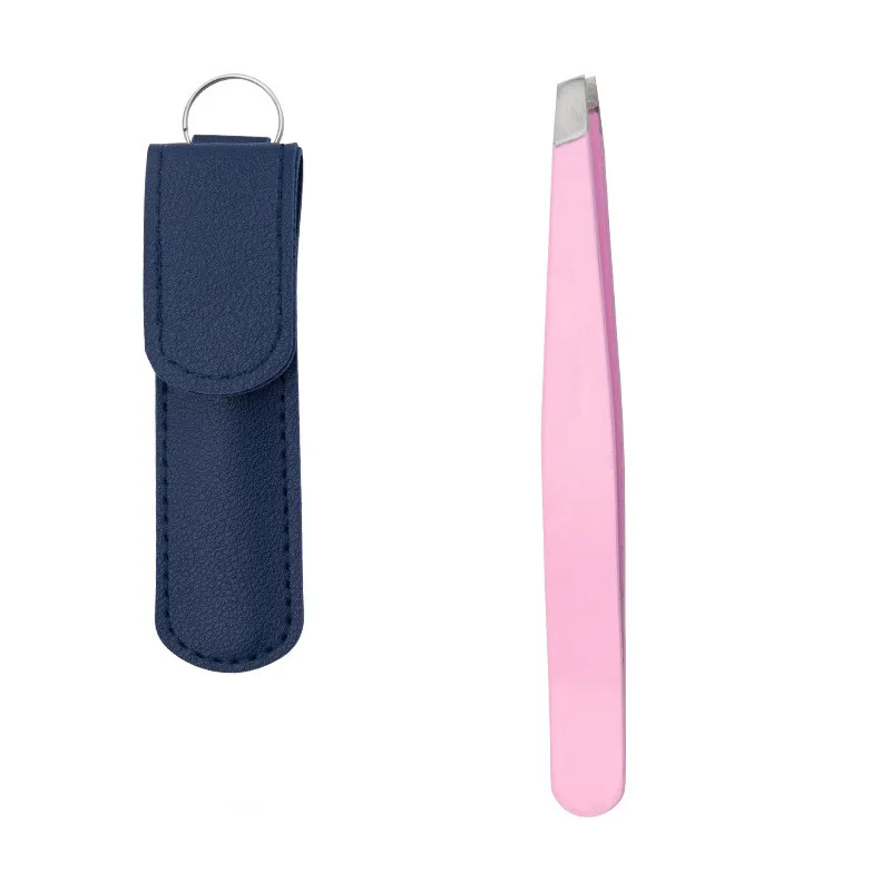 Factory hot sale eyebrow tweezers with leather case beauty tool colorful eyebrow tweezers