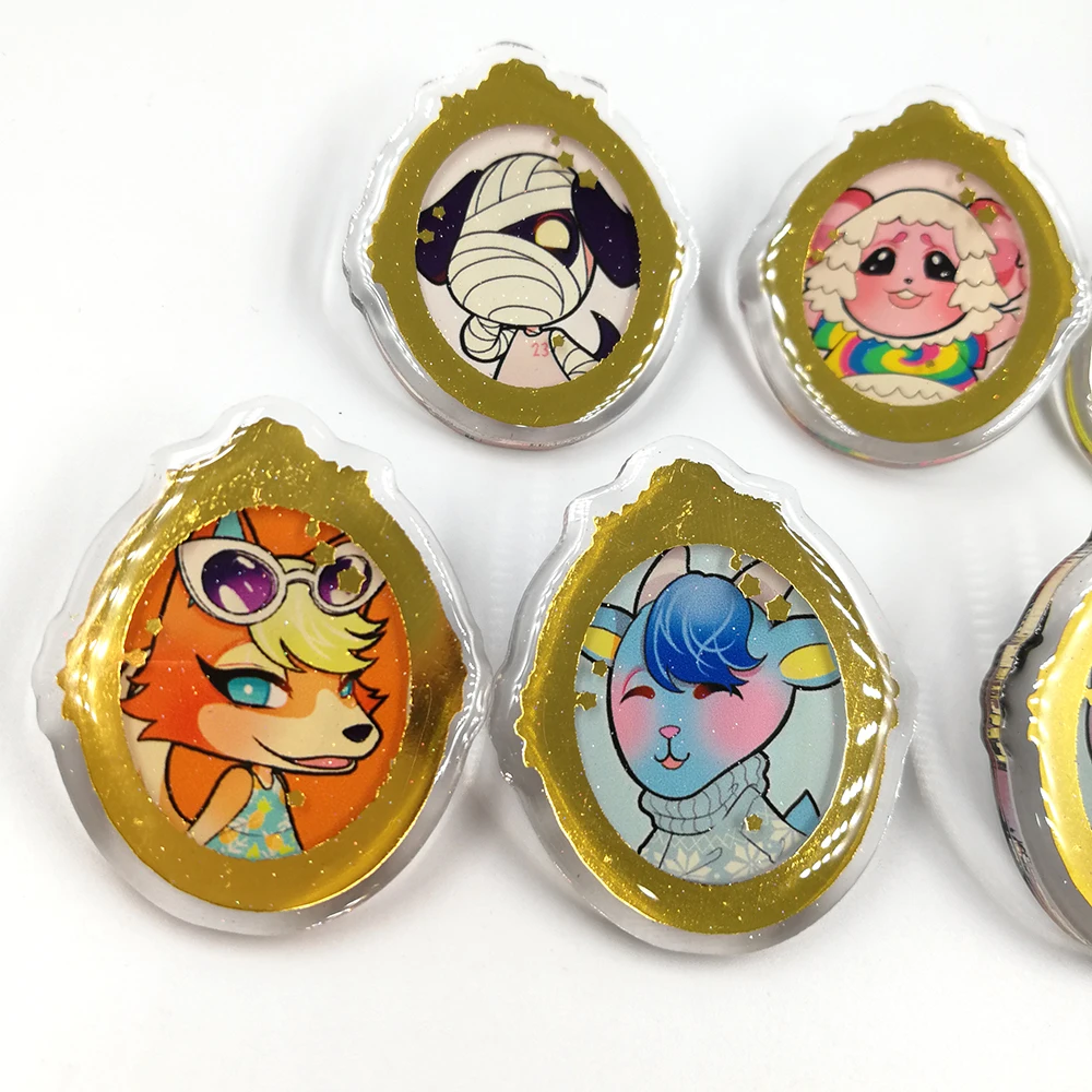 Acrylic Custom Epoxy Gold Foil Hot Stamping Plastic Transparent Pin