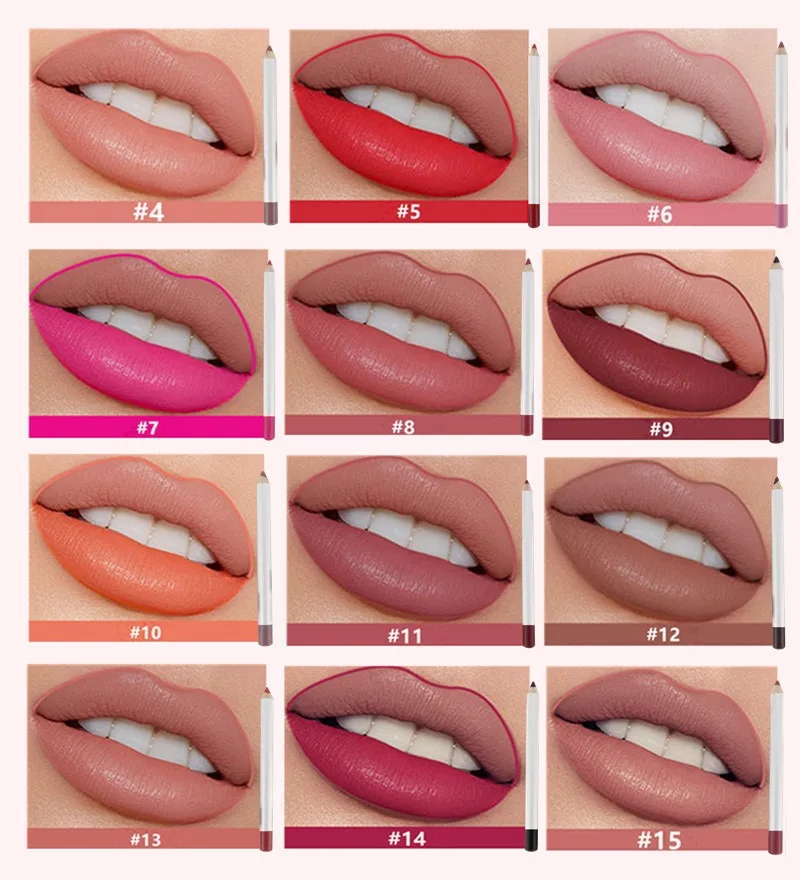 
Make your own brand matte shimmer 12 color private logo lipliner 