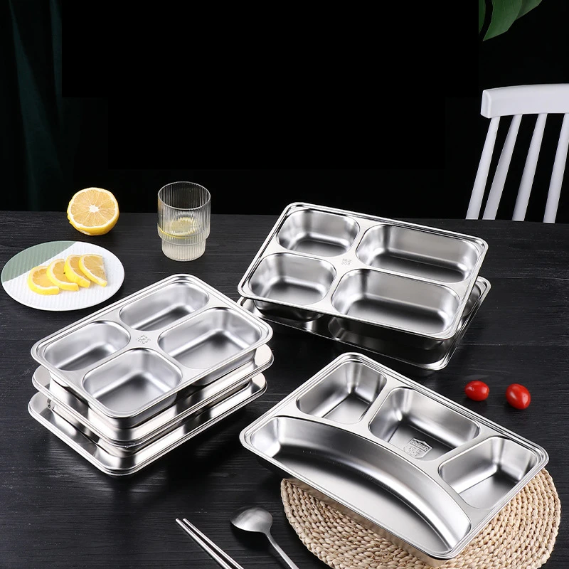 IKITCHEN 201 school children divided dinner plate metal stainless steel 4 compartments hospital plate food tray