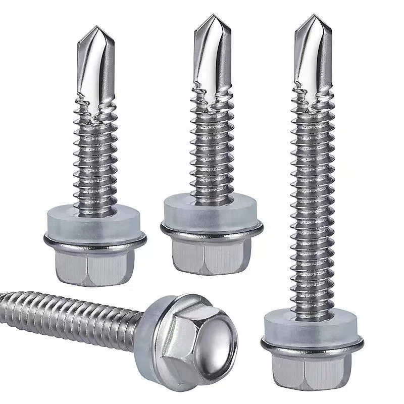 Hot Sale Manufacturer Stainless Steel DIN7504K Hex Flange Washer Head Self Drilling Screw with PVC Flat Washer