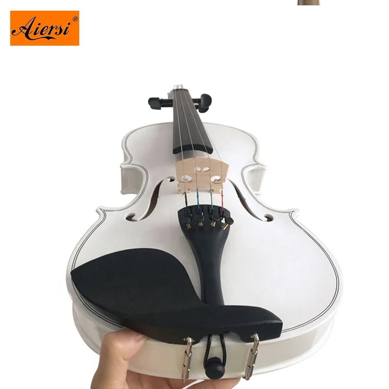 Aiersi brand entry level plywood maple white Colour spraying violin with bow case  string musical instruments for sale