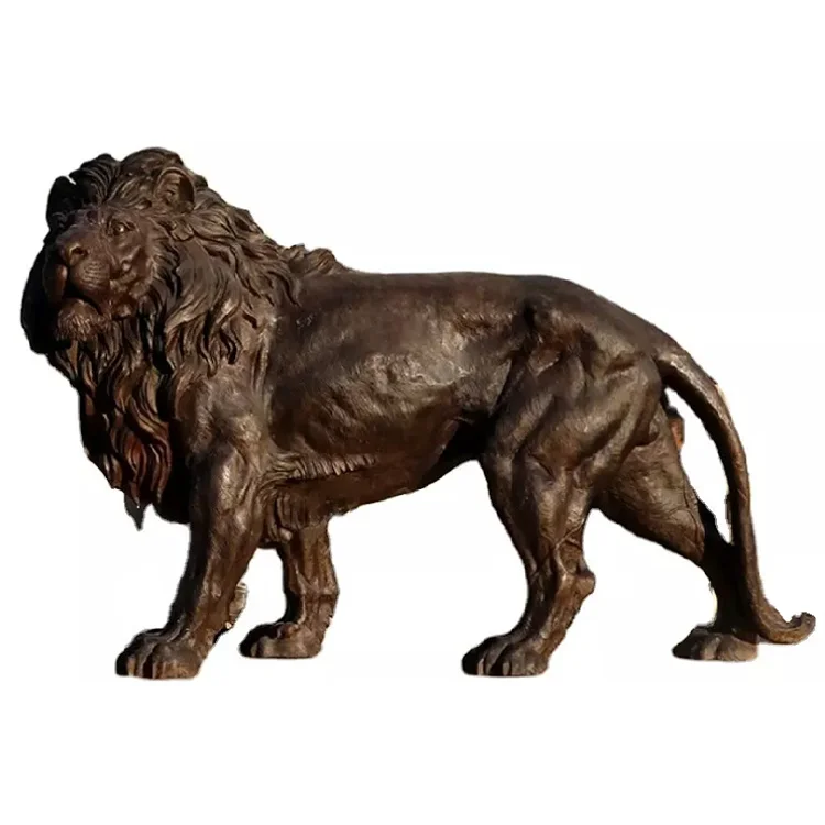 Big outdoor garden decorative bronze sitting lion sculpture animal statue