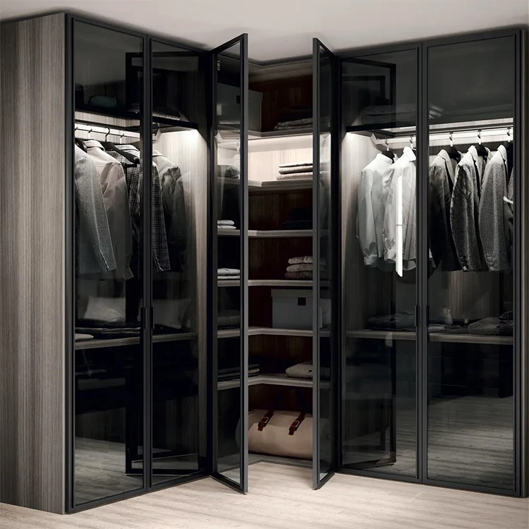 Transparent Glass Door Multilayer Furniture Display Closet Organizer Wardrobe