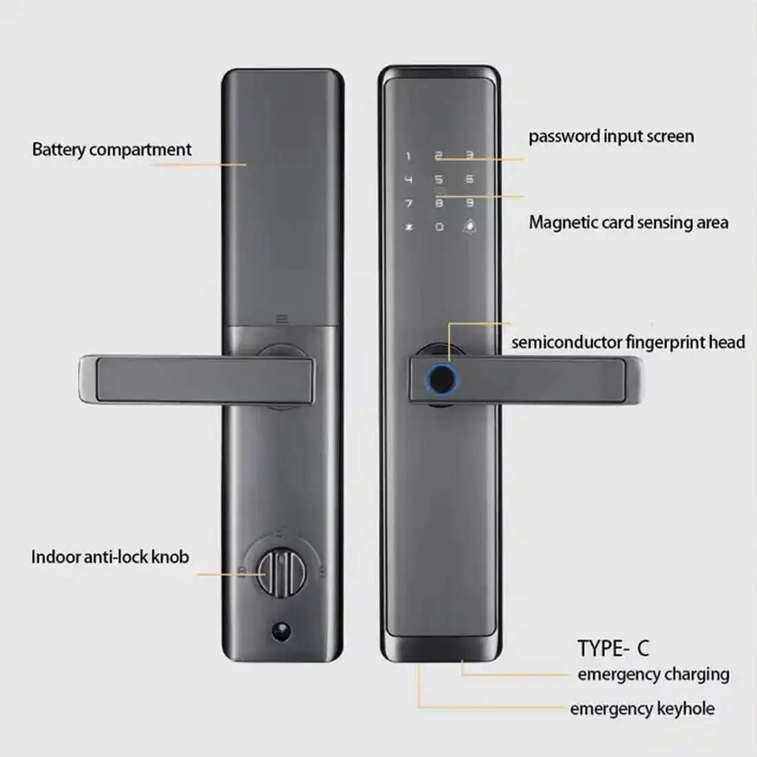 Keyless Entry Smart Lock with Handle WiFi Door Lock with Tuya APP Control, Door Locks with Keypads