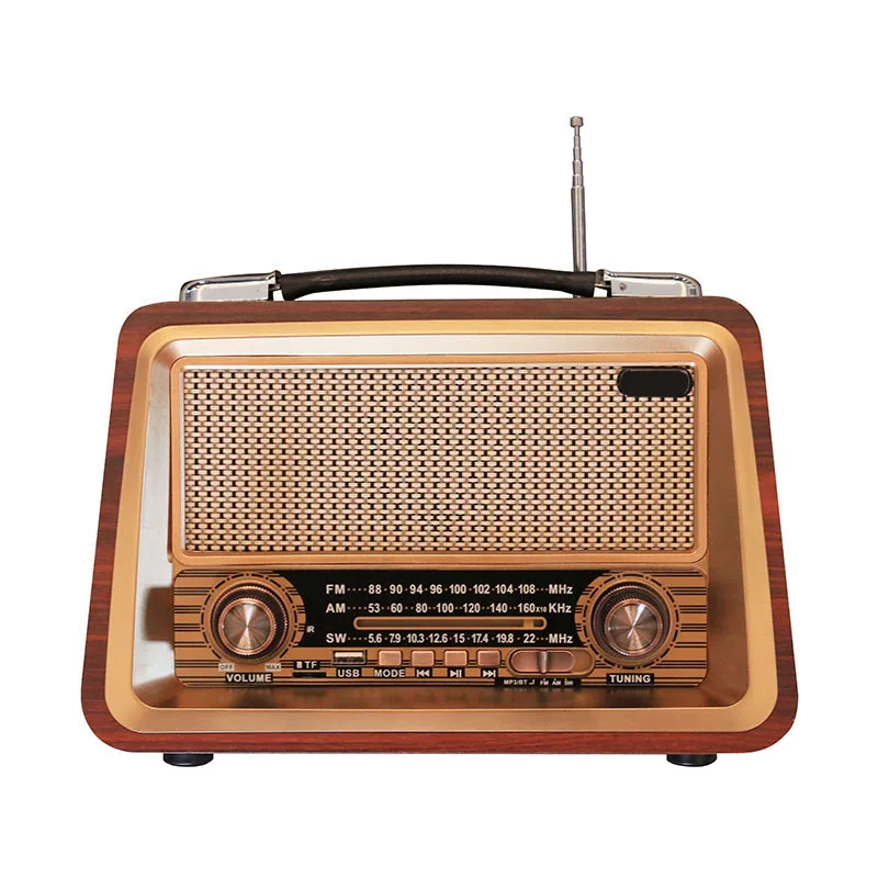 Hot selling BT wireless function classic retro design wooden box sw am fm radio speaker