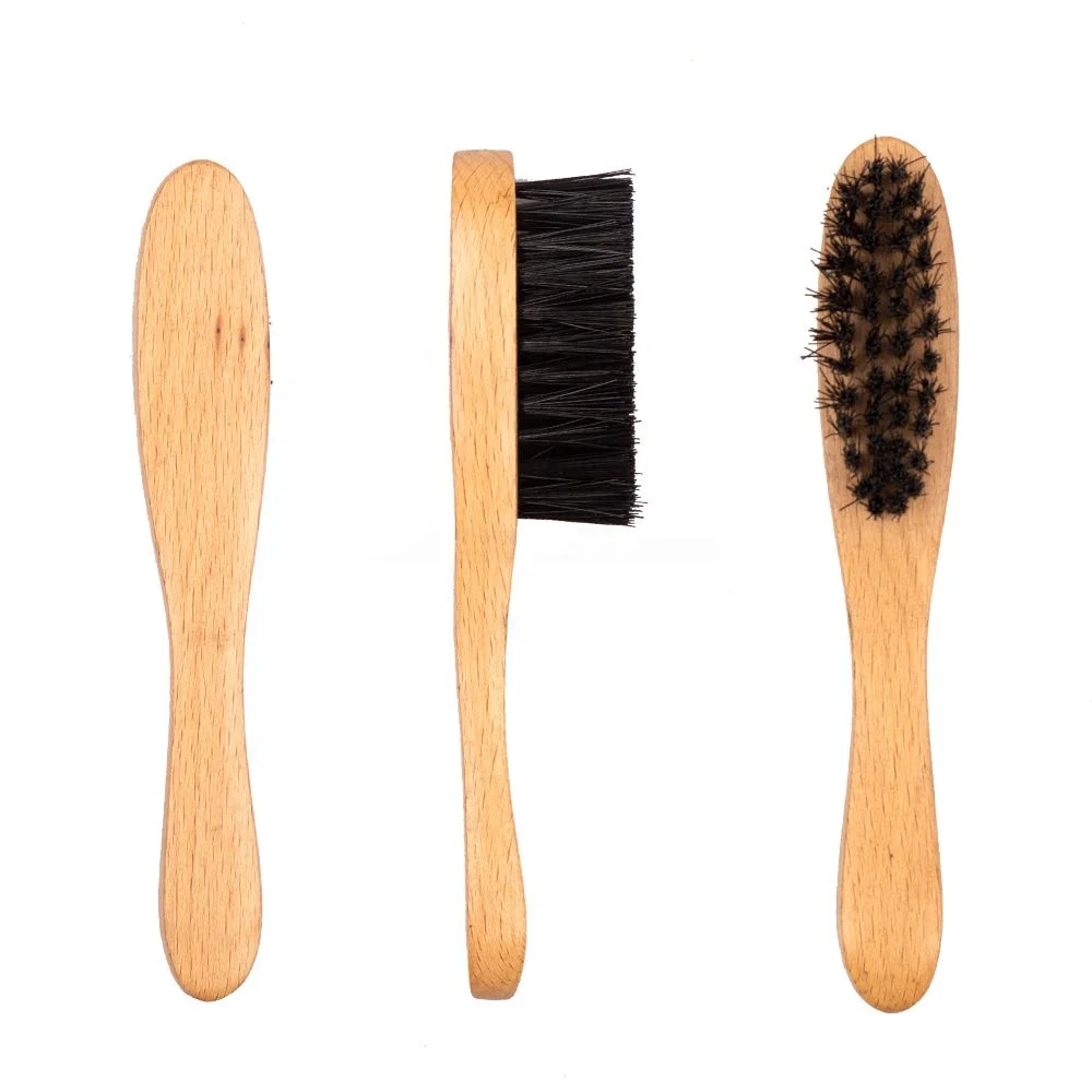 High Quality Premium Beard Brush with Natural Wooden Handle and High-Grade Black Boar Bristles