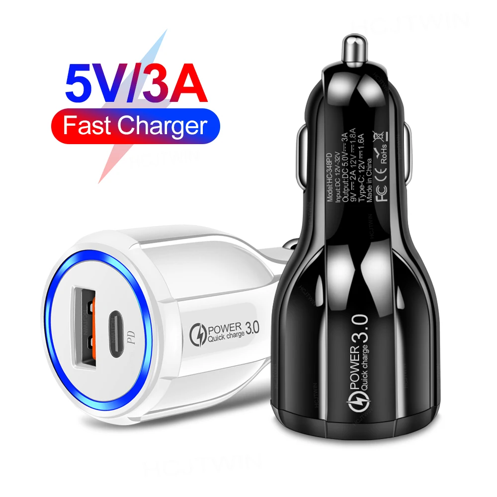 Быстрая зарядка Qc 3,0 Duar Usb, автомобильное зарядное устройство с несколькими совместимыми устройствами для GPS, планшета, телефона, видеорегистратора
