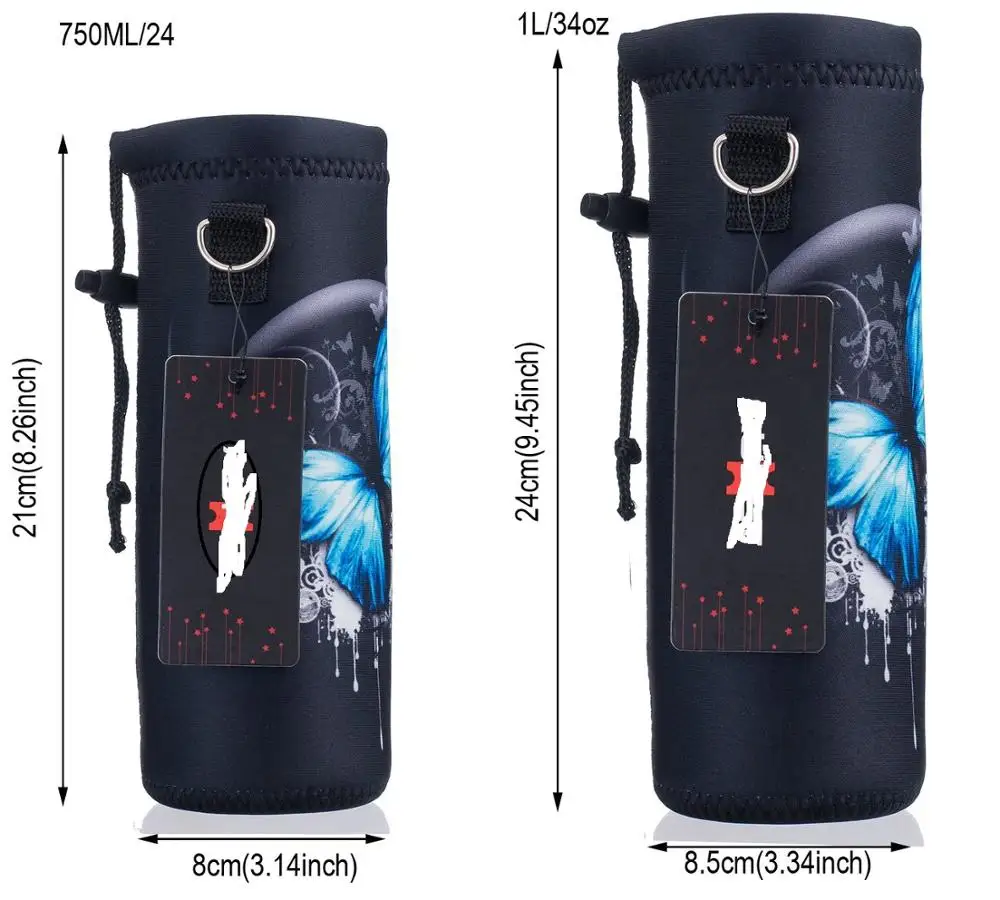 Water Bottle Carrier,Insulated Neoprene Water bottle Holder Bag Case Pouch Cover 1000ML or 750ML,Adjustable Shoulder Strap,