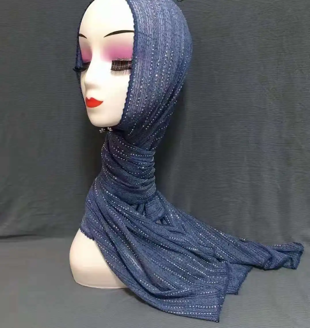 2021Hot Drilling tudung Chinese Manufacturers Direct Selling Solid Color Custom New Design Women Stylish  Scarf famous brands