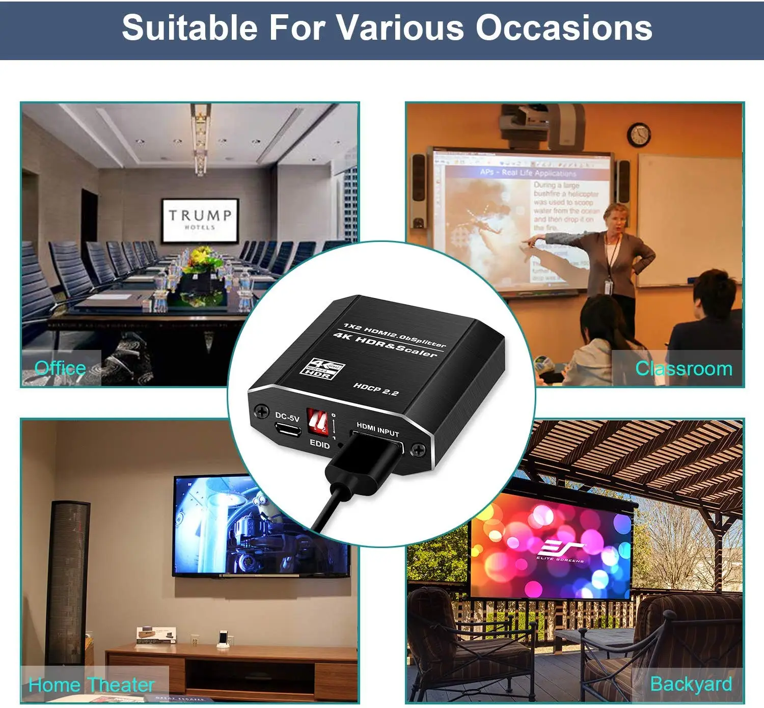 4K 60hz Ultra HD 2160P 3D mini 2 Ports 1 Input 2 Output HDMI Splitter EDID RGB support Scalar with HDCP decoder splitter HDMI