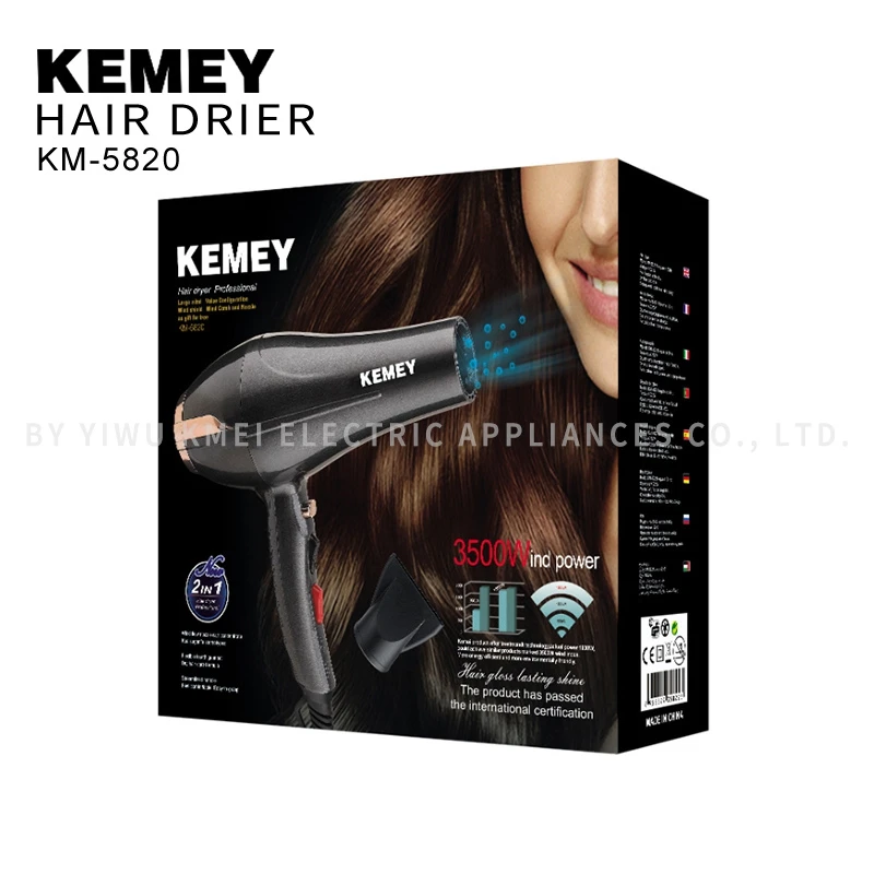 Best-selling KM-5820 high-power concentrator diffuser ion induction function salon hair dryer