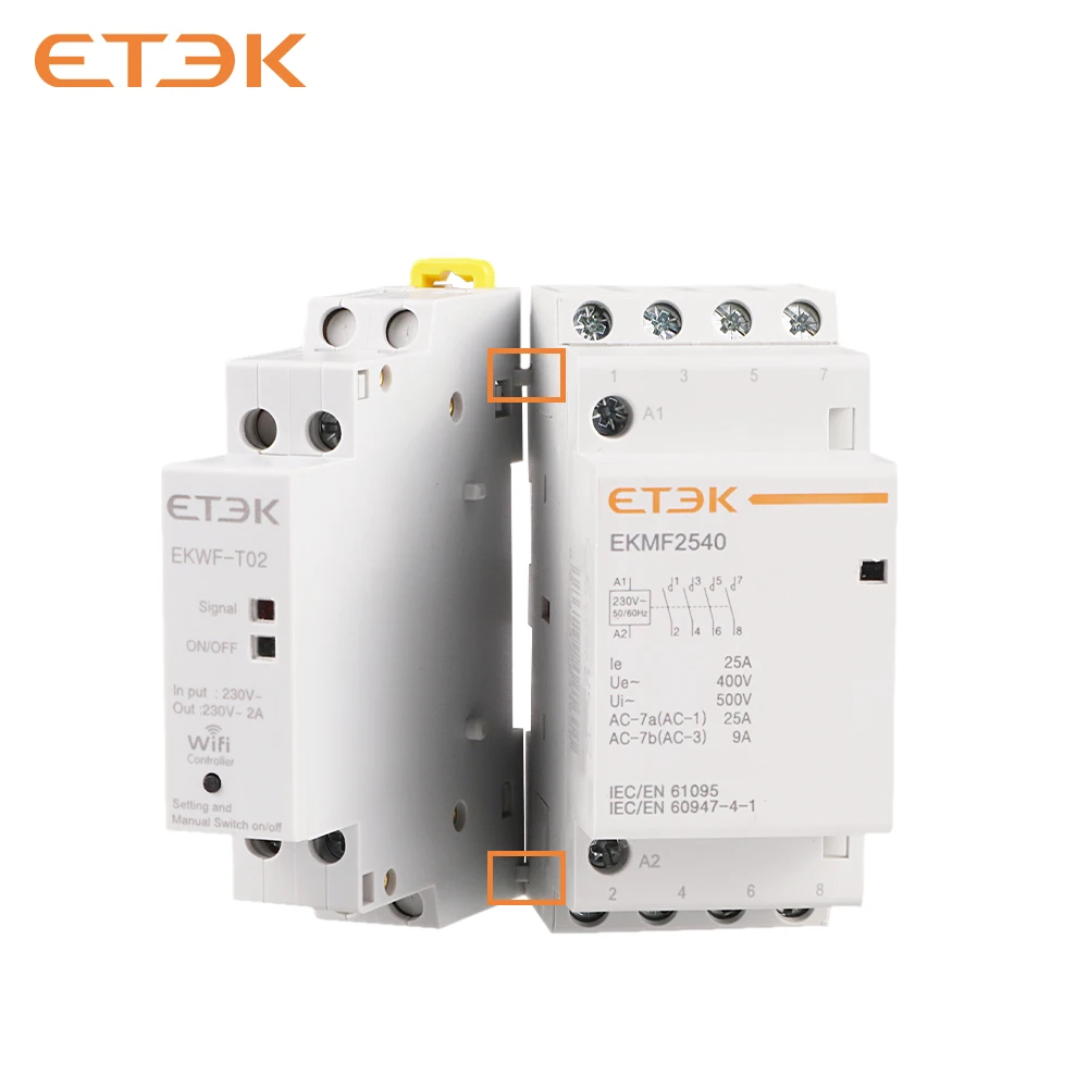 ETEK Bluetooth connection modular contactor AC 220v 2 pole Control by TUYA APP wifi magnetic 2P 40A smart electric contactors