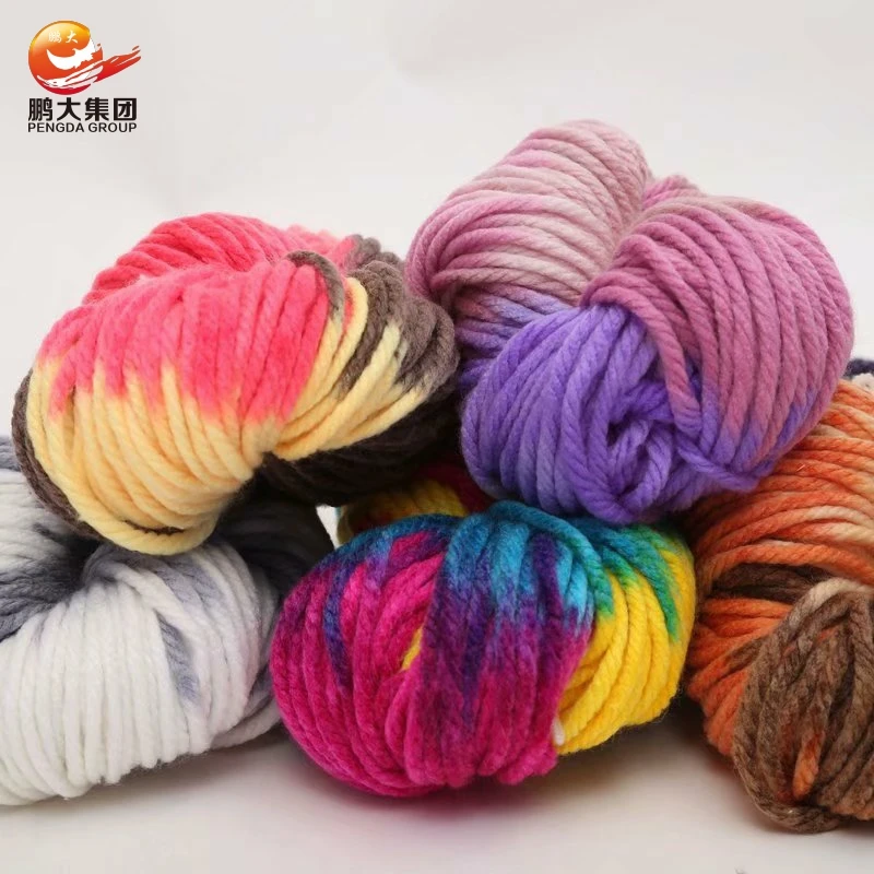 hand knitting acrylic hole big blanket yarn wholesale 4ply 250g 6mm thick vegan chunky yarn for sweater scarf
