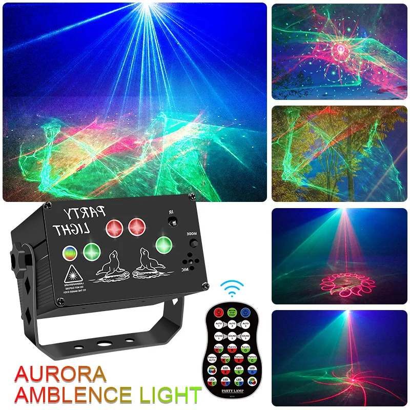 New laser lights stage KTV flash sound control disco parties Christmas beam projector light atmosphere lights