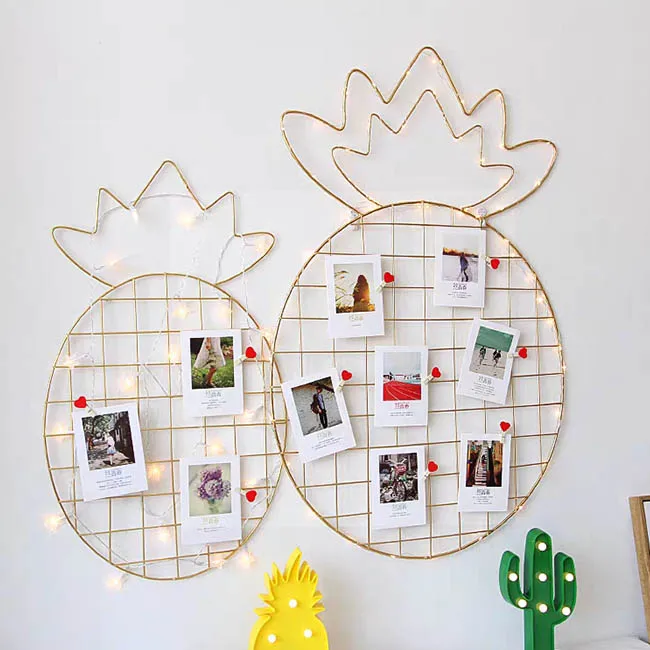 Home Decor Grid Photo Wall Decorative Iron Rack Clip Photograph Wall Hanging Picture Wire Wall Grid for Home Decoration
