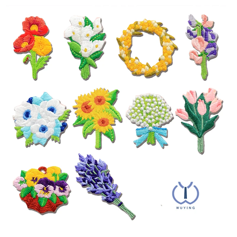 Декоративные нашивки с цветочной вышивкой для одежды, рюкзака