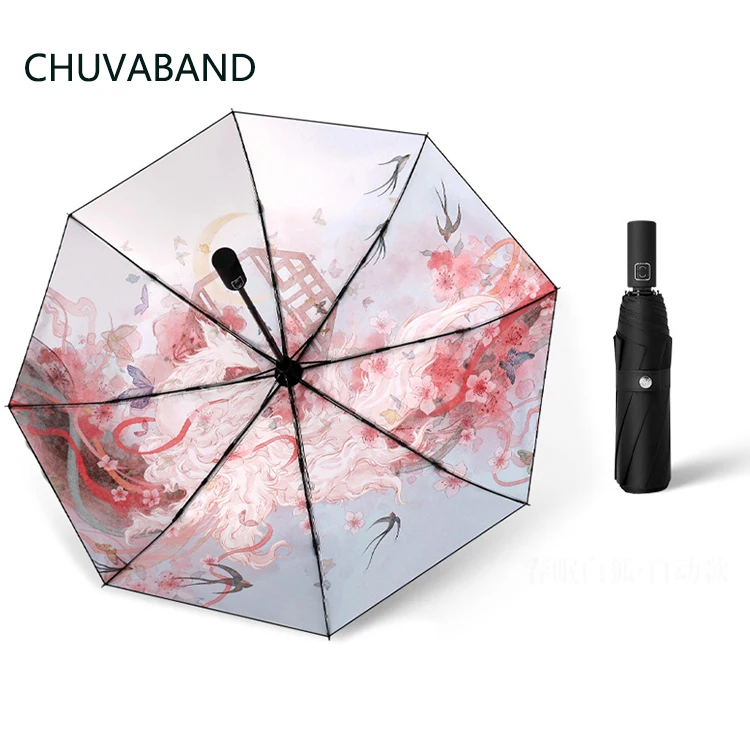 CHUVABAND 21 Inch 8 Bone Cartoon Anime Umbrella Designsner Brand Umbrella Wholesale Folded Uv Umbrella Automatic