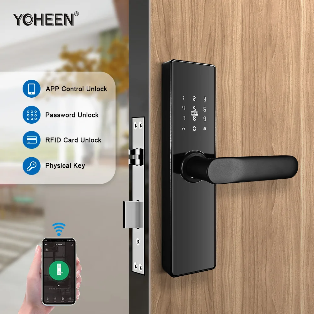 Hometric Tuya App Wifi Smart Lock Remote Network Control Lock Waterproof Digital Door Lock Aluminum Alloy Cloud Black,bronze