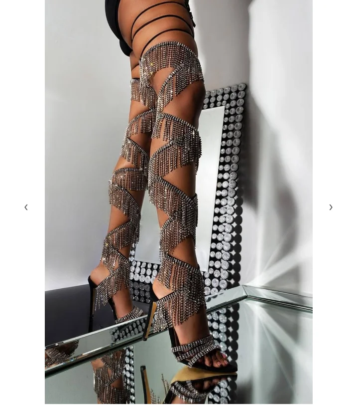 Женские босоножки с бахромой, сандалии на очень высоком каблуке со стразами, в европейском и американском стиле, лето 2021