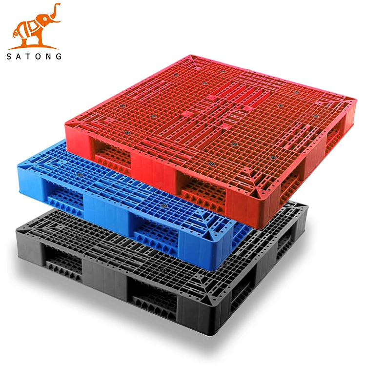 SATONG Heavy duty double side face 4 way entry industrial reversible warehouse use stackable large Plastic Pallet