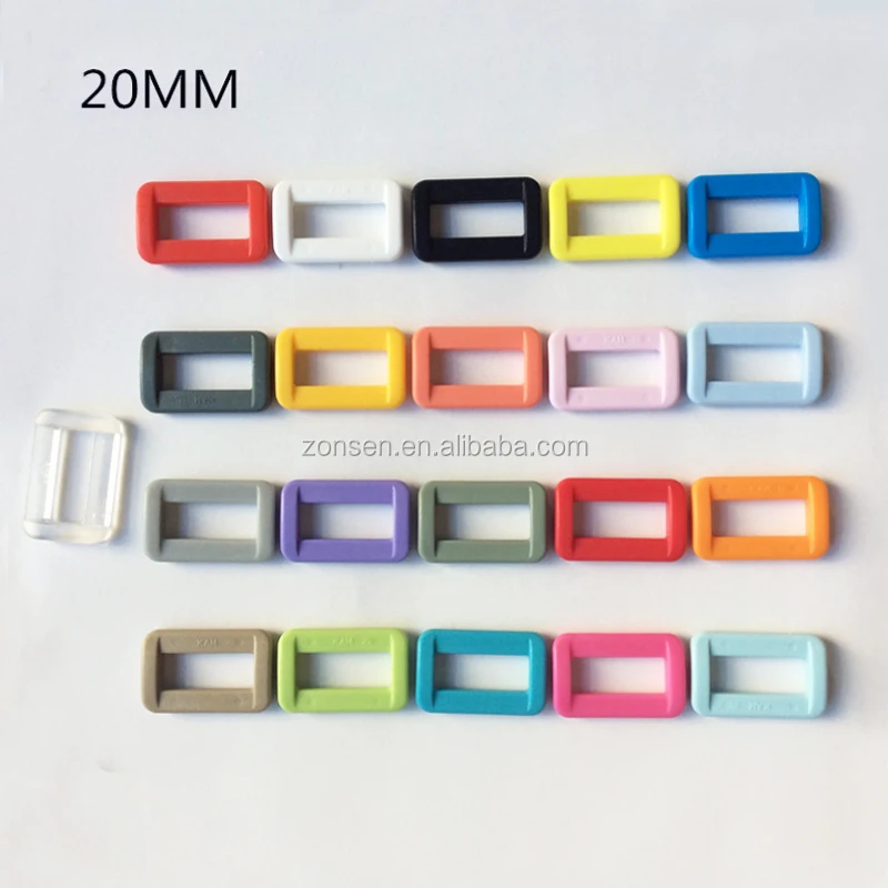 Hot Sale 20MM KAM Plastic Square Ring Belt Buckle Adjustable Slide Buckle for Belt Or Strap 25 Colors In Stock