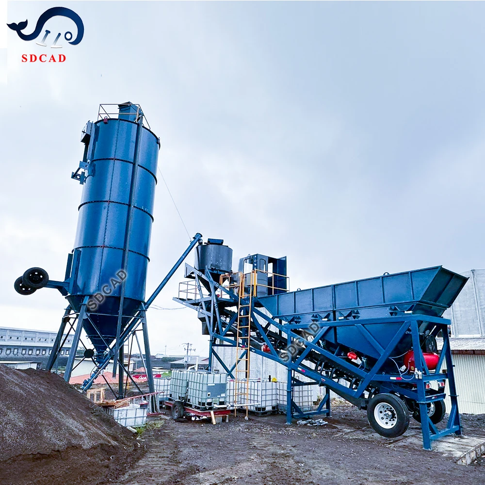SDCAD brand Professional Construction Machinery 25-240m3/h small mobile ready-mixed concrete mixing plant