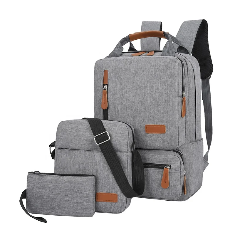 LQS 3 in 1 Laptop Backpack Set Waterproof Fabric Long Life Korean Style Computer Bag for Men for Outdoor Business New School Use