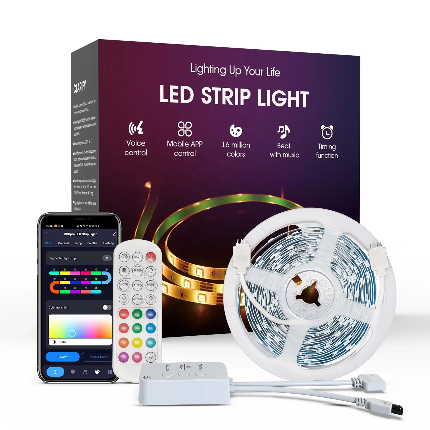 5M Tuya APP WiFi Control RGBIC 2811IC/16703IC/1903IC  Music Sync Color Changing Effects Smart Dreamcolor LED Strip Lights