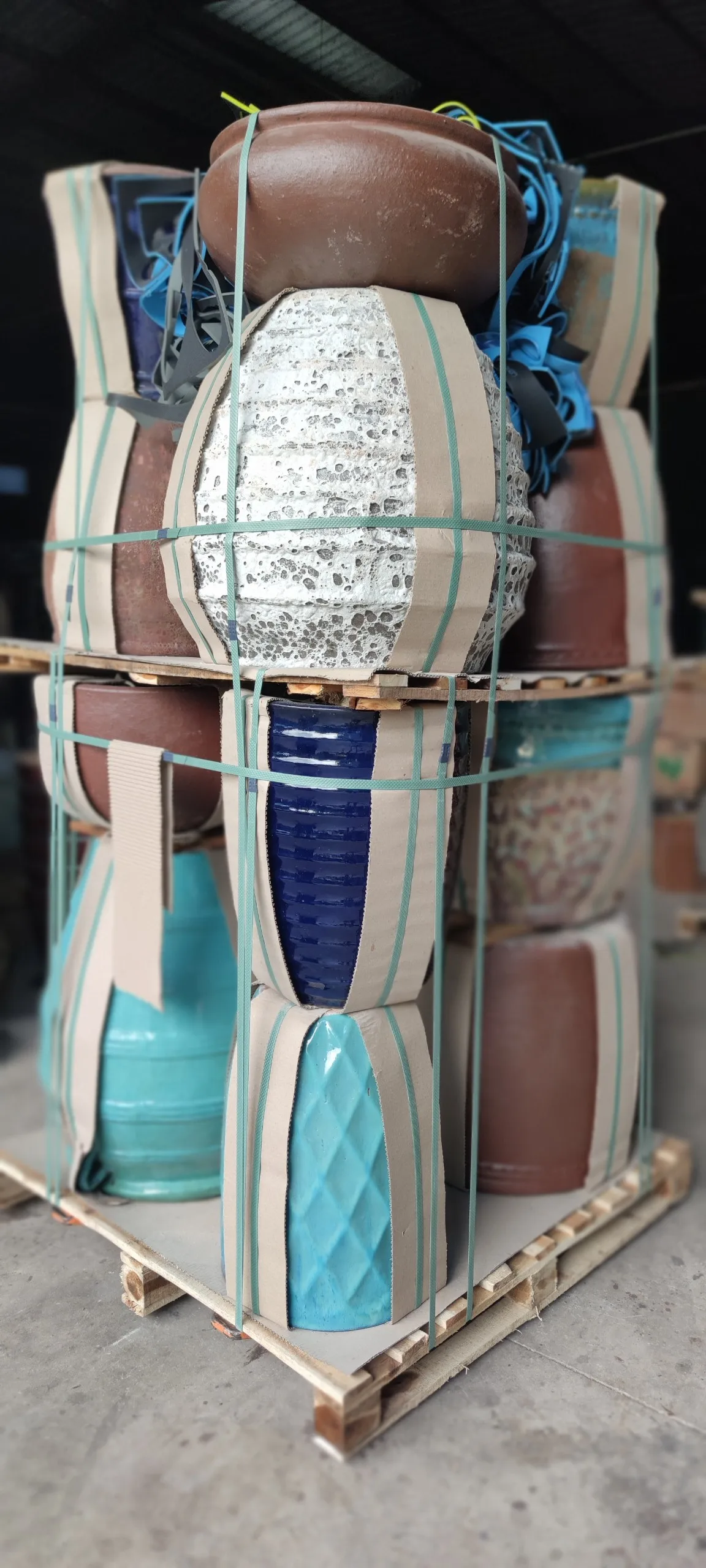 Atlantis pots - Glazed planters - Large blue glazed pottery- Outdoor garden ceramic pot - Vietnam pottery Supplier