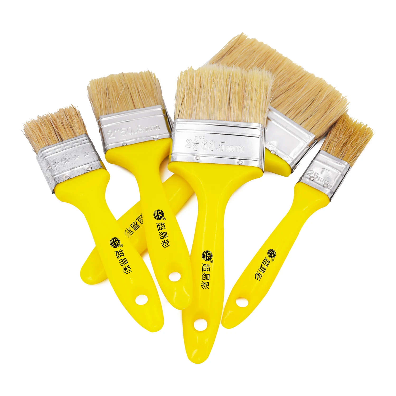 CIC pure pig brush decoration engineering paint brush thickened outer wall plastic yellow handle paint brush set