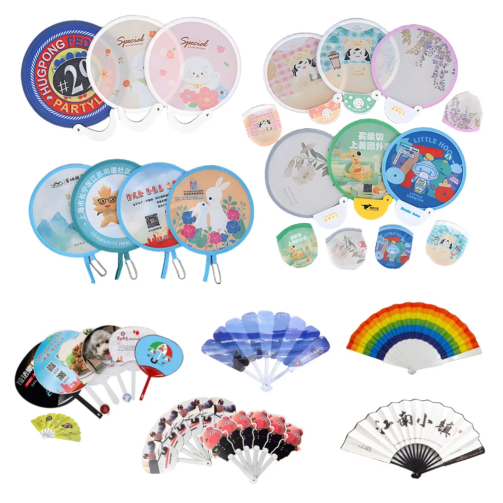 Promotional Sublimation custom printed folding hand fan With Pouch for your brand as corporate gift advertising giveaways