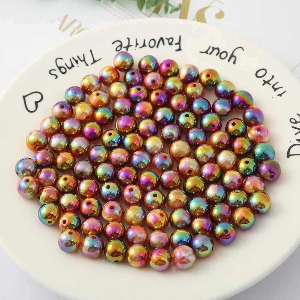 Fantasy Color Round Acrylic Faceted Beads 14mm Chocolate Color Round Loose Beads for Bracelet Necklace Jewelry making