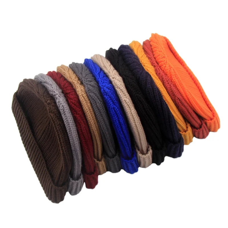 Fashion Candy Color Warm Knitted Wool Winter Hat Custom cotton soft Blank Embroidered Women Beanie hats