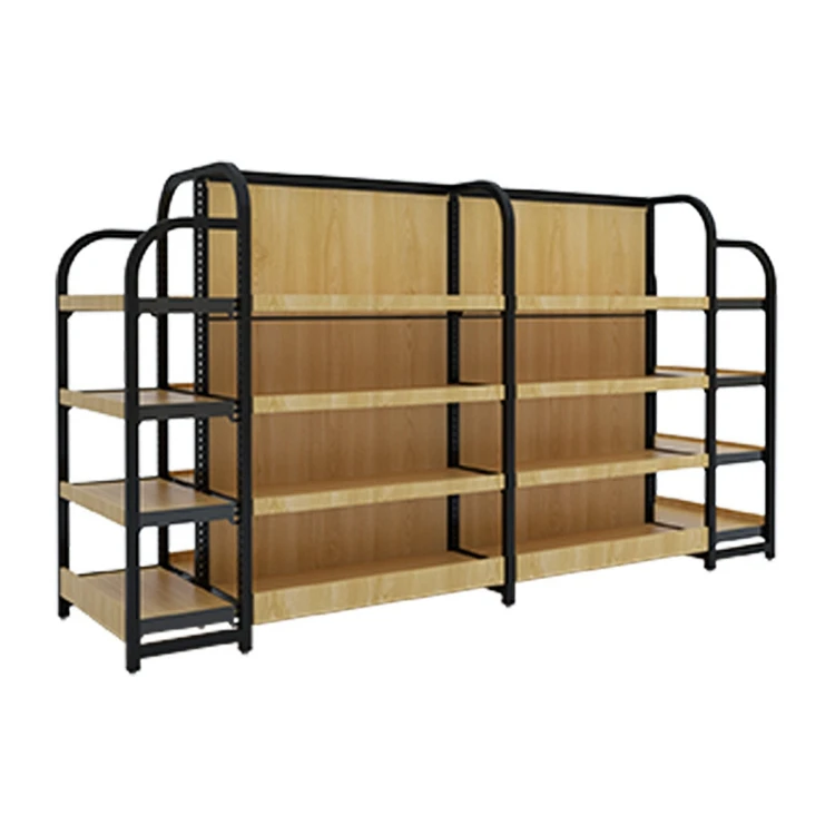 Produce Display Wooden Gondolas Supermarket Design Wooden Book Rack Stationery Shop Furniture Etagere Magasin