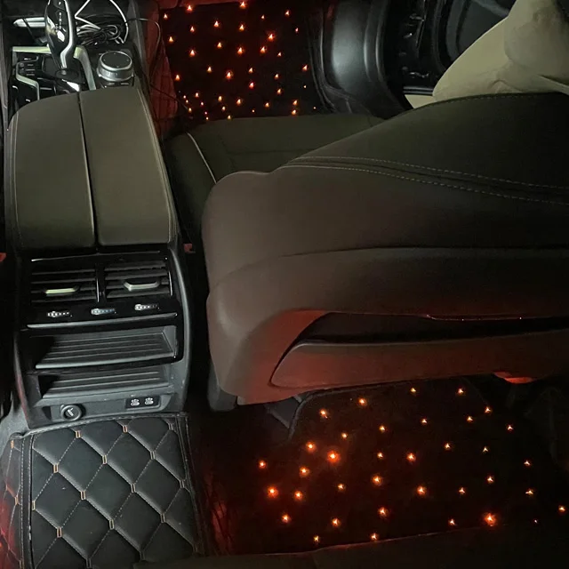 USB/Cigarette lighter power APP and remote control led fiber optic starry car mats for star car mat