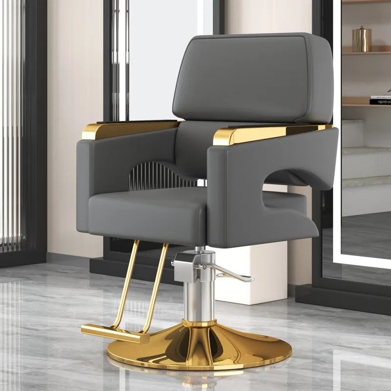 New Salon Cutting Hair Lift Simple Leather Can Be Placed Upside Down Barber Chair Barber Hair Station Salon Furniture