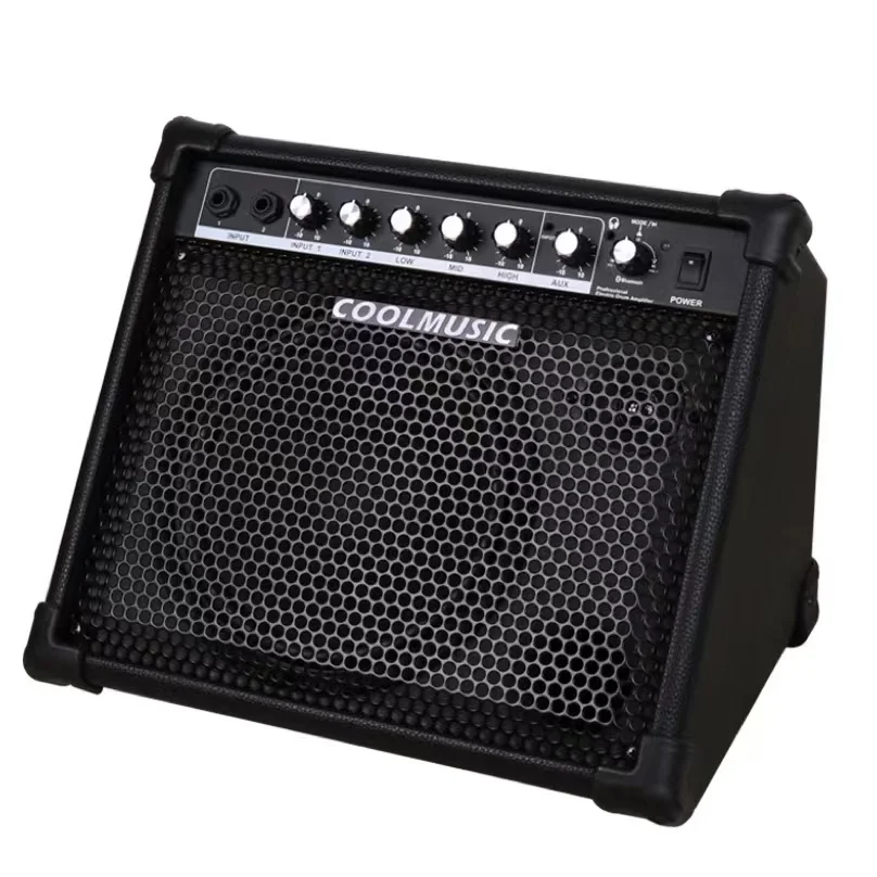 30-watt Wireless Electronic Drum Amplifier Combo Keyboard Speaker Wood Bluetooth Connect 6.35mm Audio Input *2 3.5mm Acceptale