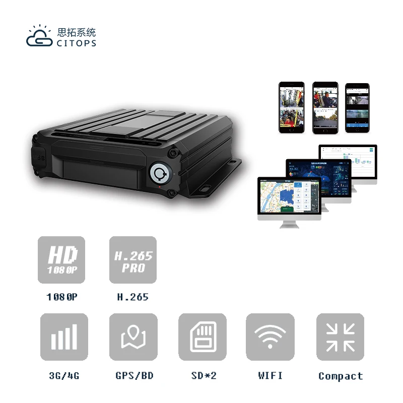 OEM/ODM 4 Channel DVR H.265 CCTV Camera System 4G Mobile DVR GPS Car DVR Kit Mini H.264 CMSV7 Monitor MDVR