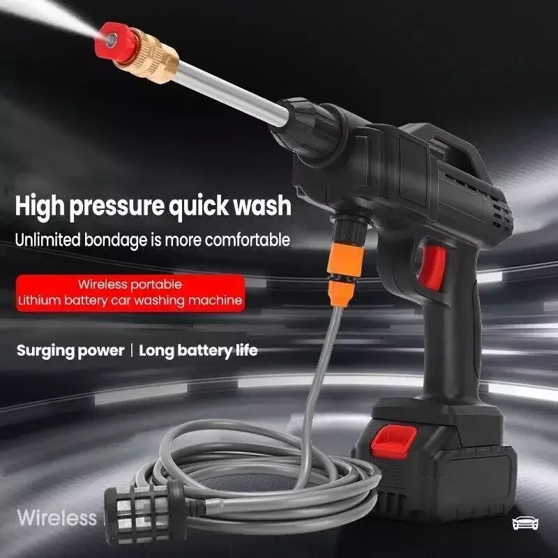 Portable Wireless Cordless Rechargeable Car Washer Gun Wireless 12V 24 V 48V Cordless Portable Wash Gun High Pressure Car Washer