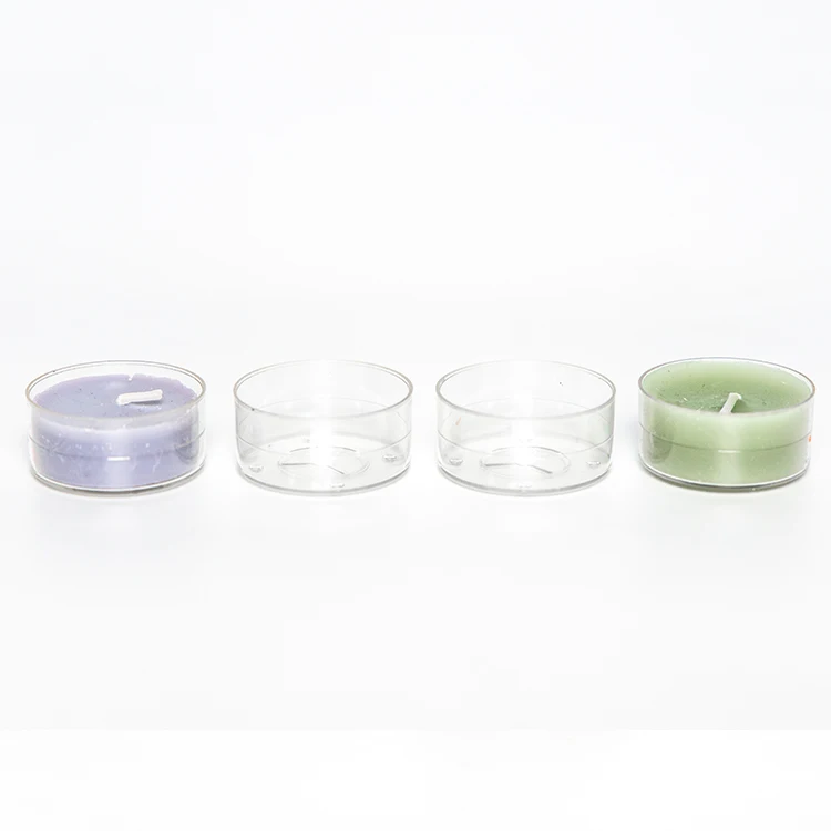 Wholesale customized tealight candle in clear round cups factory tealight candle cup mold