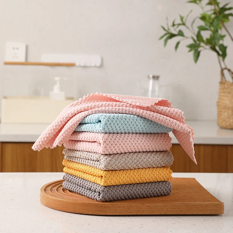 Custom Logo Housekeeping Thick Microfibre Corn Kernels Cleaning Towels Cut-Edge Coral Velvet Microfiber Wipes Cleaning Cloths