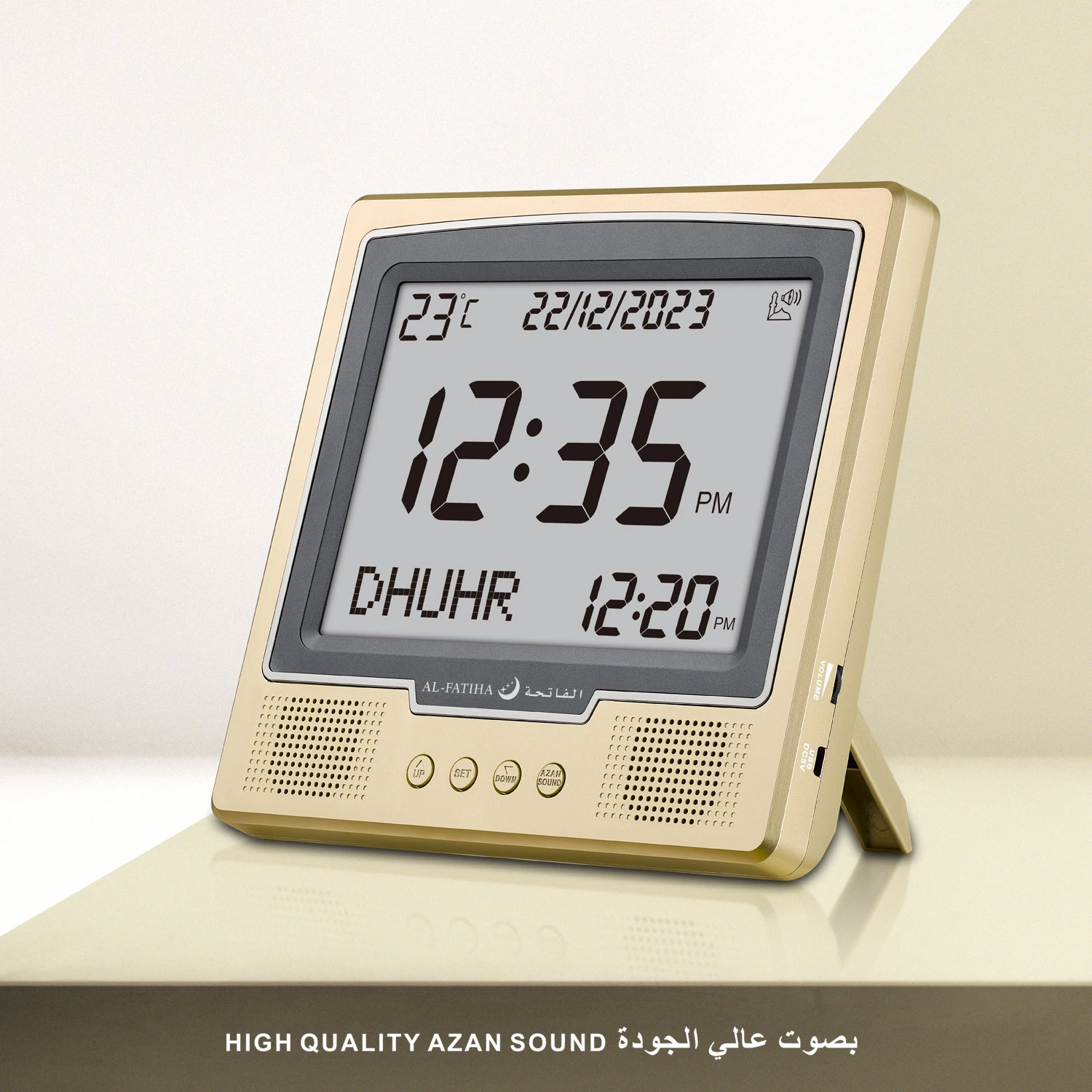 2024 New Arrival AL FATIHA AZAN Desk Table Wall Clock FAJ-115 Square Classical Athan Time Reminder Muslim Azan Prayer Alarm