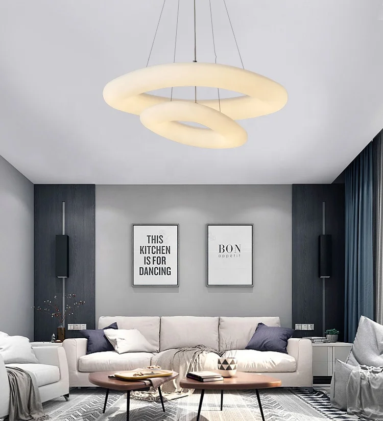 custom nordic decorative pe double layer ring circle modern led hanging modern italianate pendant lights lamp