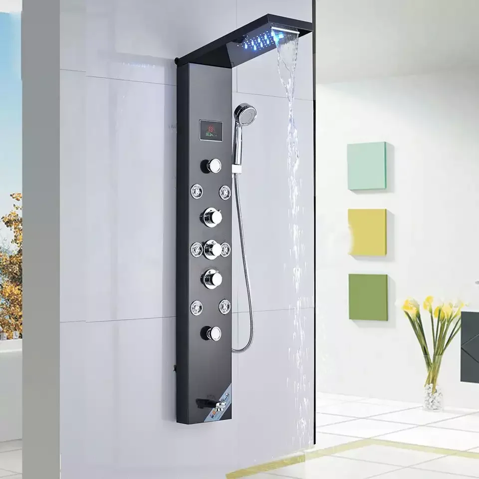 Wholesale Price Sale Wall Shower Panels Custom Led Display Screen Thermostat Bathroom Shower Faucet Set For Family Bathroom