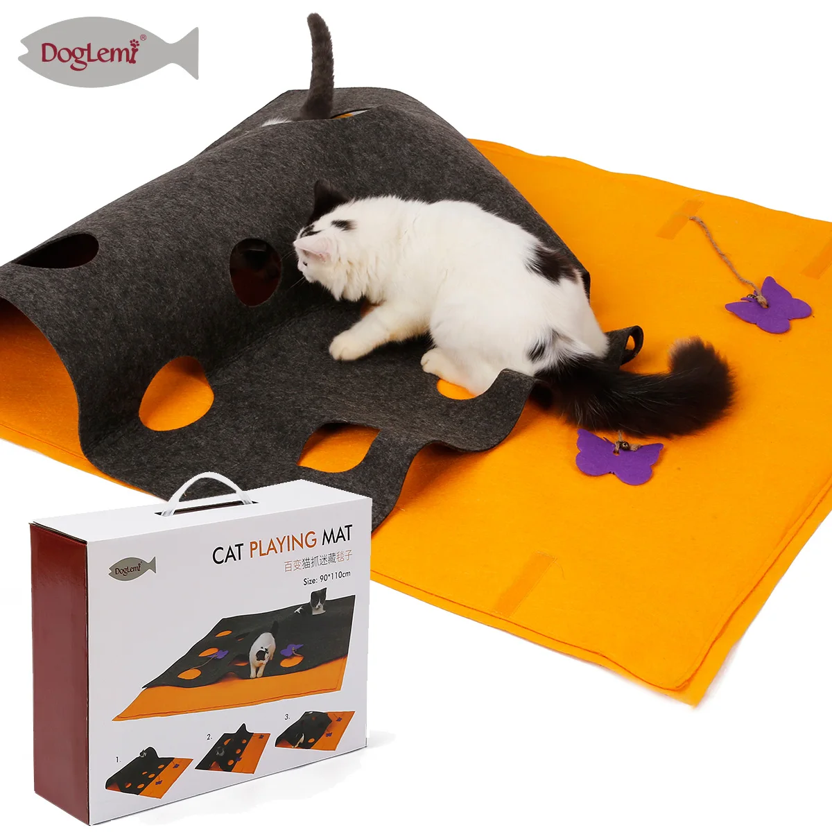 Wholesale Hide And Seek Mat DIY Activity Pet Scratching Mat Burrow Blanket Cat Training Tunnel