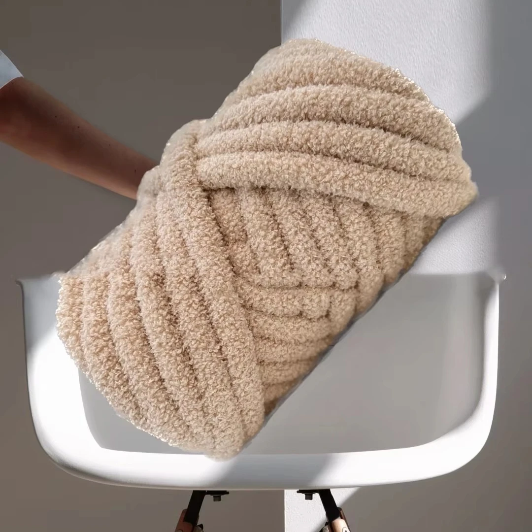 Charmkey High Quality Teddy cashmere lambskin braided line core gauze  coarse Icelandic cloth strip DIY bag